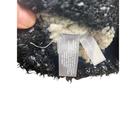 Charter Club Women's Mixed Media Chenille Cuff Beanie Hat Black Ivory Retail $40 - Picture 7 of 8